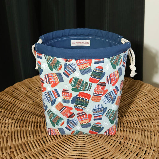 Mittens Print Divided Sock Size Knitting Bag