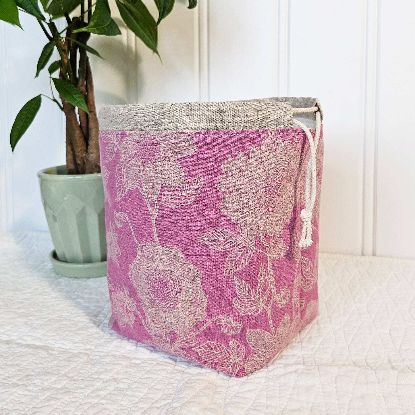 Flowers on Pink Print Sock Knitting Project Bag
