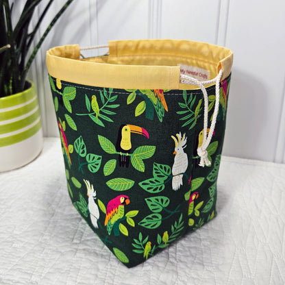 Parrots print Project Bag for Two at a Time Sock Knitting