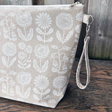 White Flowers print Shawl Size Wedge Bag