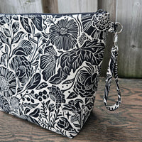 Black Floral print Shawl Size Wedge Bag