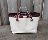 Canvas Knitting Basket - Chocolate dots