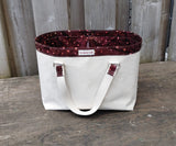Canvas Knitting Basket - Chocolate dots