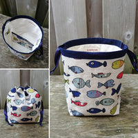 Funny Fish Print Divided Sock Size Knitting Bag