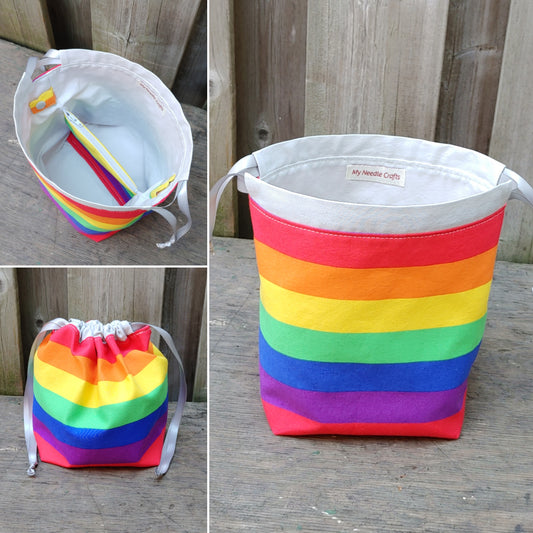 Pride Rainbow Print Divided Sock Size Knitting Bag