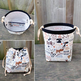 Love My Dog Print Divided Sock Size Knitting Bag