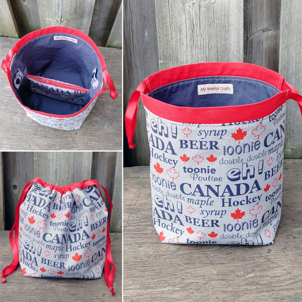 Canada Print Divided Sock Size Knitting Bag