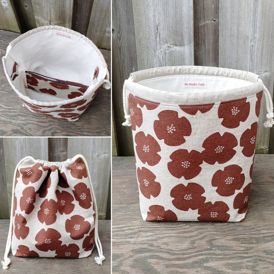 Rust Flower Print Divided Shawl Size Bag