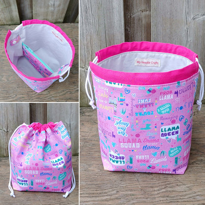 Llama Quotes Print Divided Sock Size Knitting Project Bag