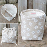 Little White Flowers Print Divided Sock Size Knitting Bag