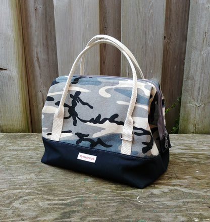 Grey/Black Camo Knit Night Bag