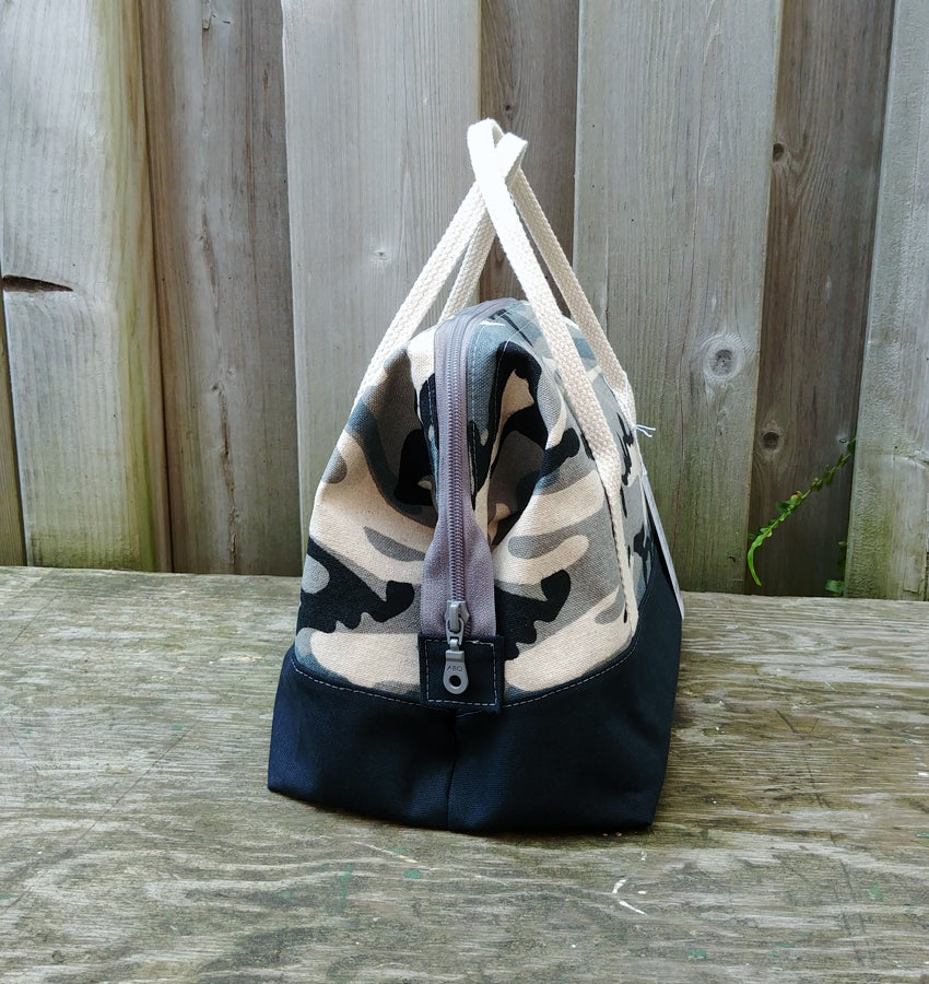 Grey/Black Camo Knit Night Bag