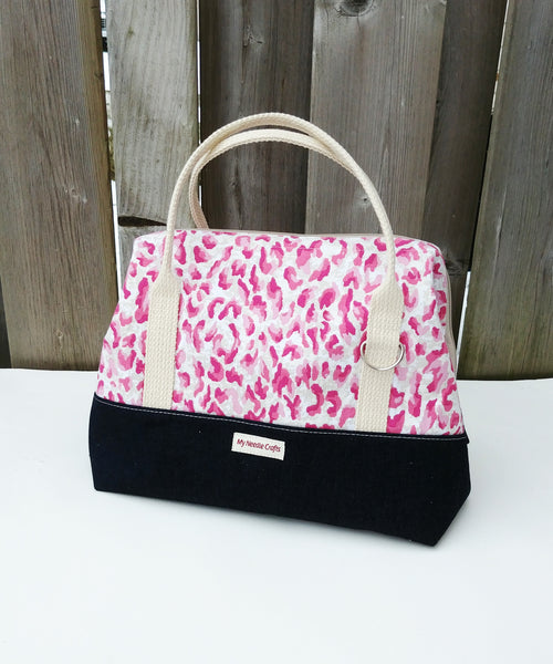 Pink Animal Print Knit Night Bag