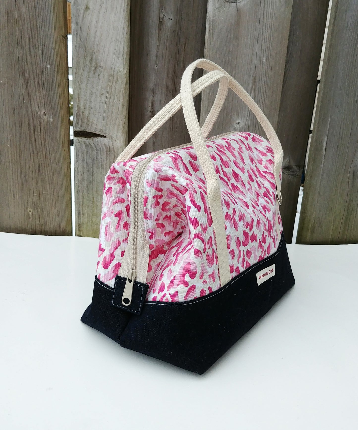 Pink Animal Print Knit Night Project Bag
