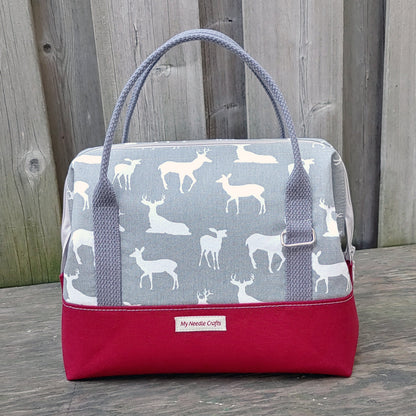 Grey Deer print Knit Night Project Bag