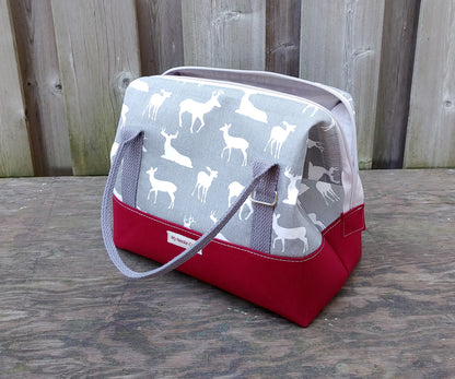 Grey Deer print Knit Night Project Bag