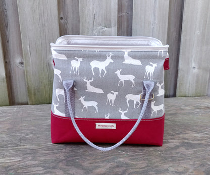 Grey Deer print Knit Night Project Bag