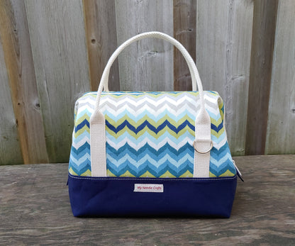 Navy and Chevron print Knit Night Bag