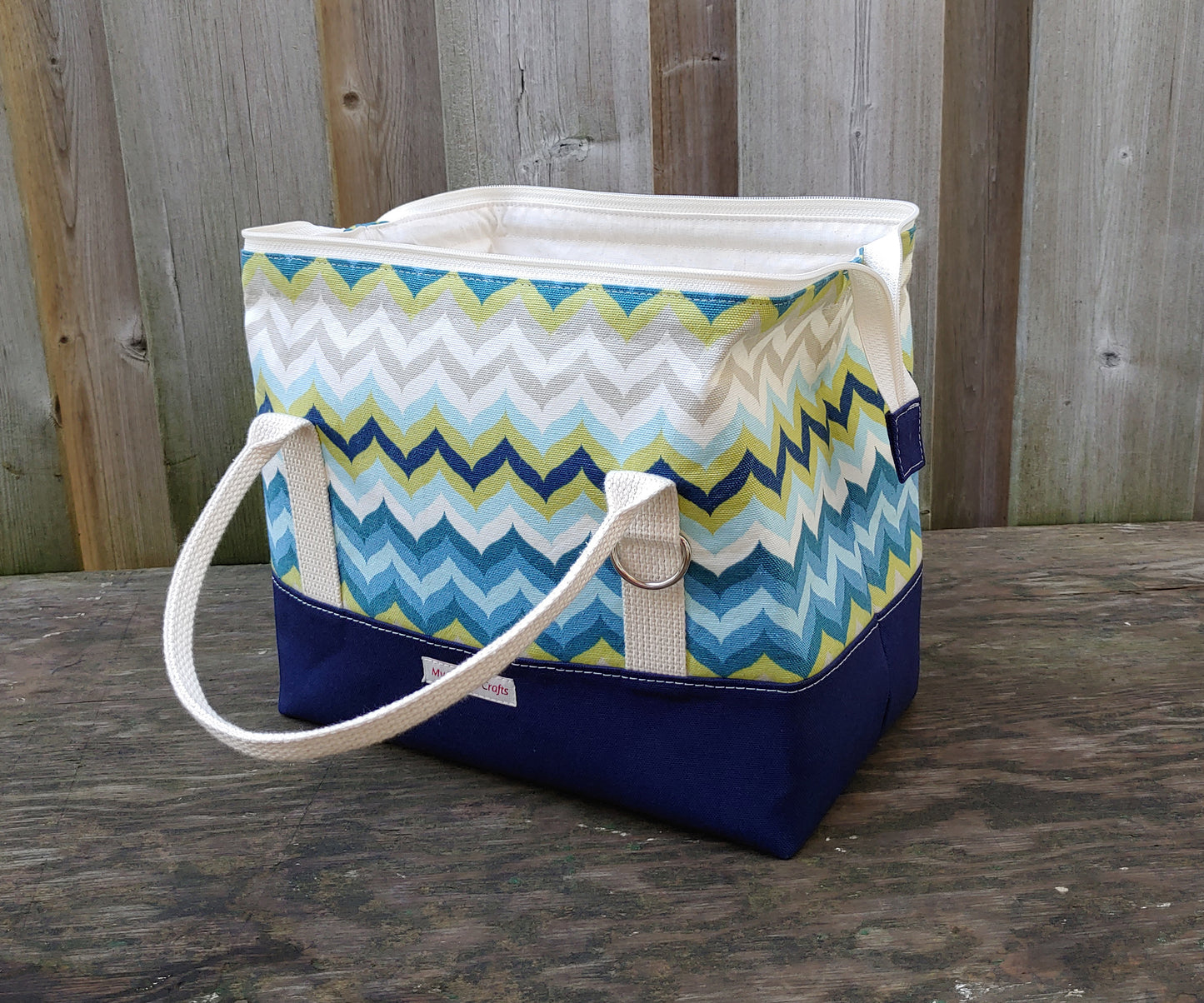Navy and Chevron print Knit Night Bag