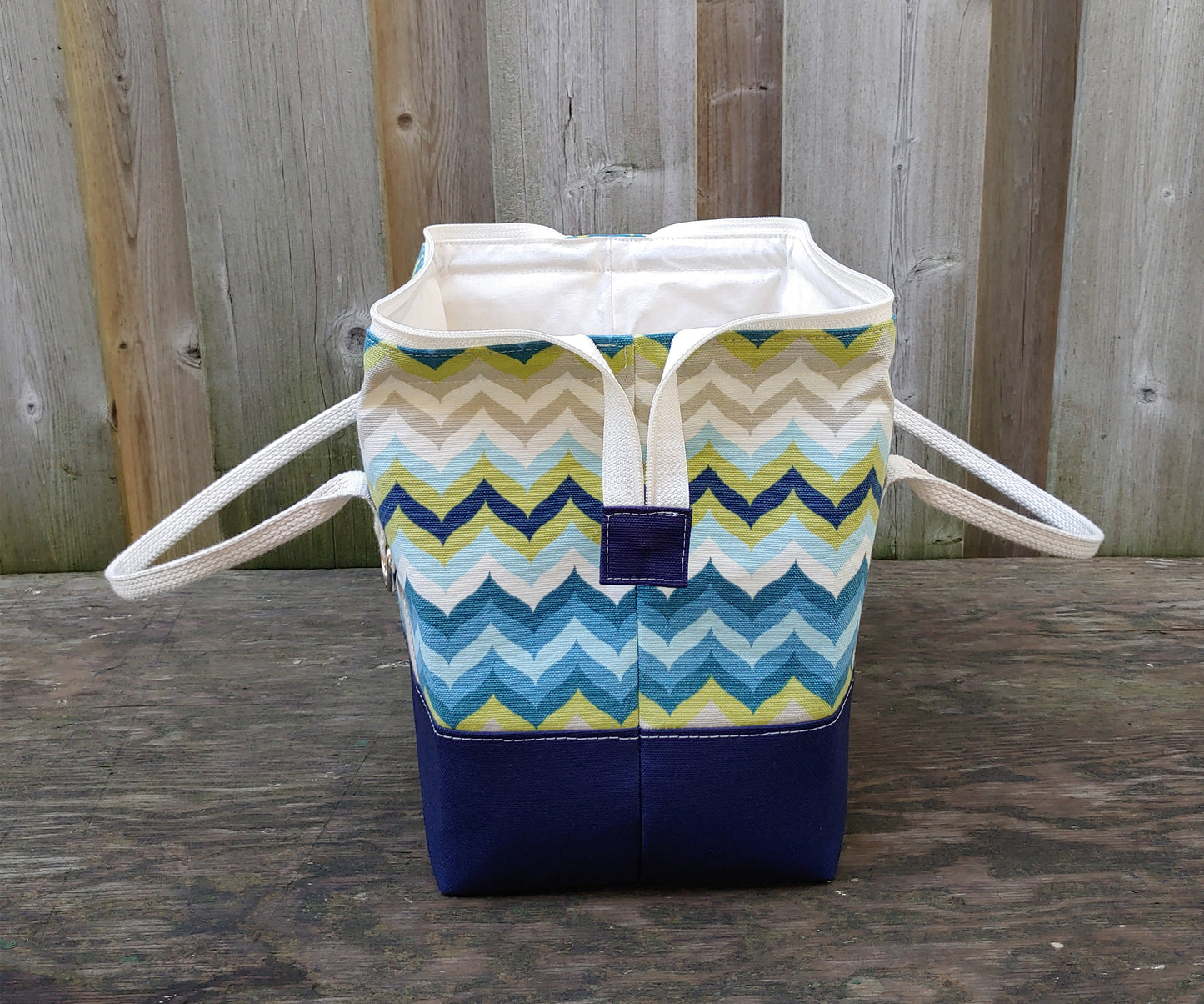 Navy and Chevron print Knit Night Bag