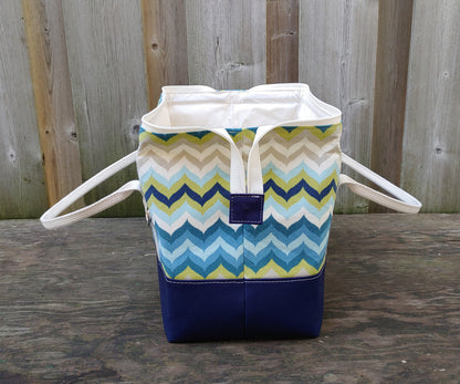 Navy and Chevron print Knit Night Bag
