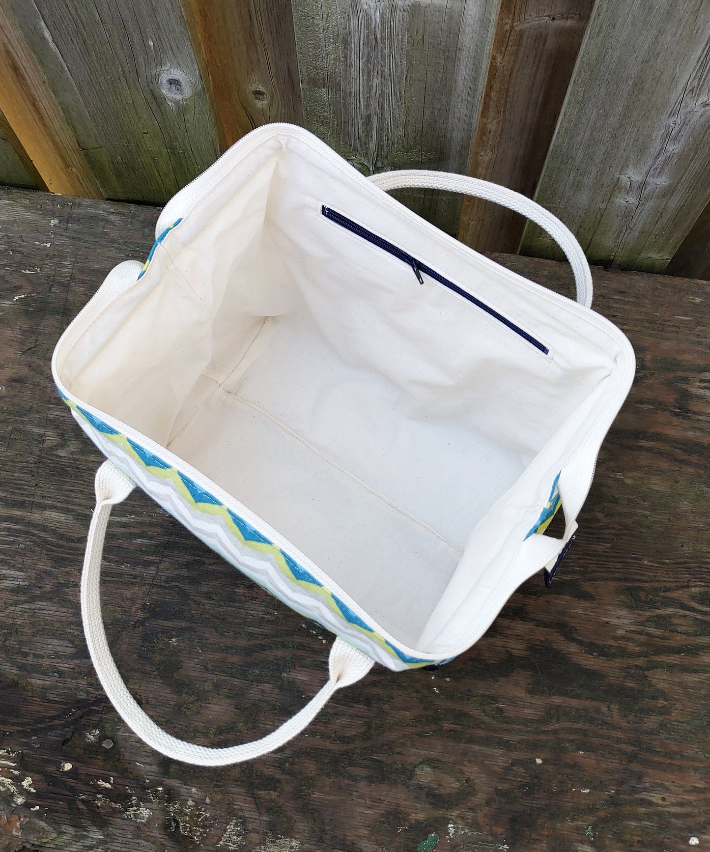 Navy and Chevron print Knit Night Bag