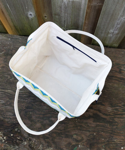 Navy and Chevron print Knit Night Bag