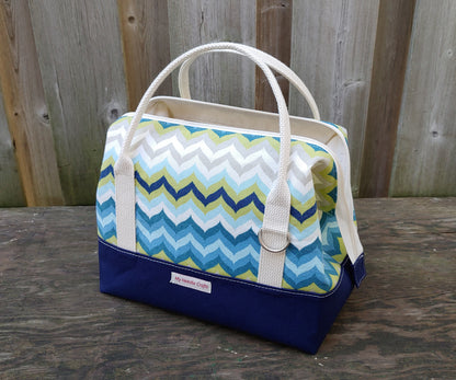 Navy and Chevron print Knit Night Bag