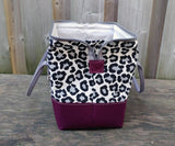 Eggplant and Leopard print Knit Night Bag