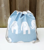 Light Denim Elephant Print Divided Shawl Size Bag