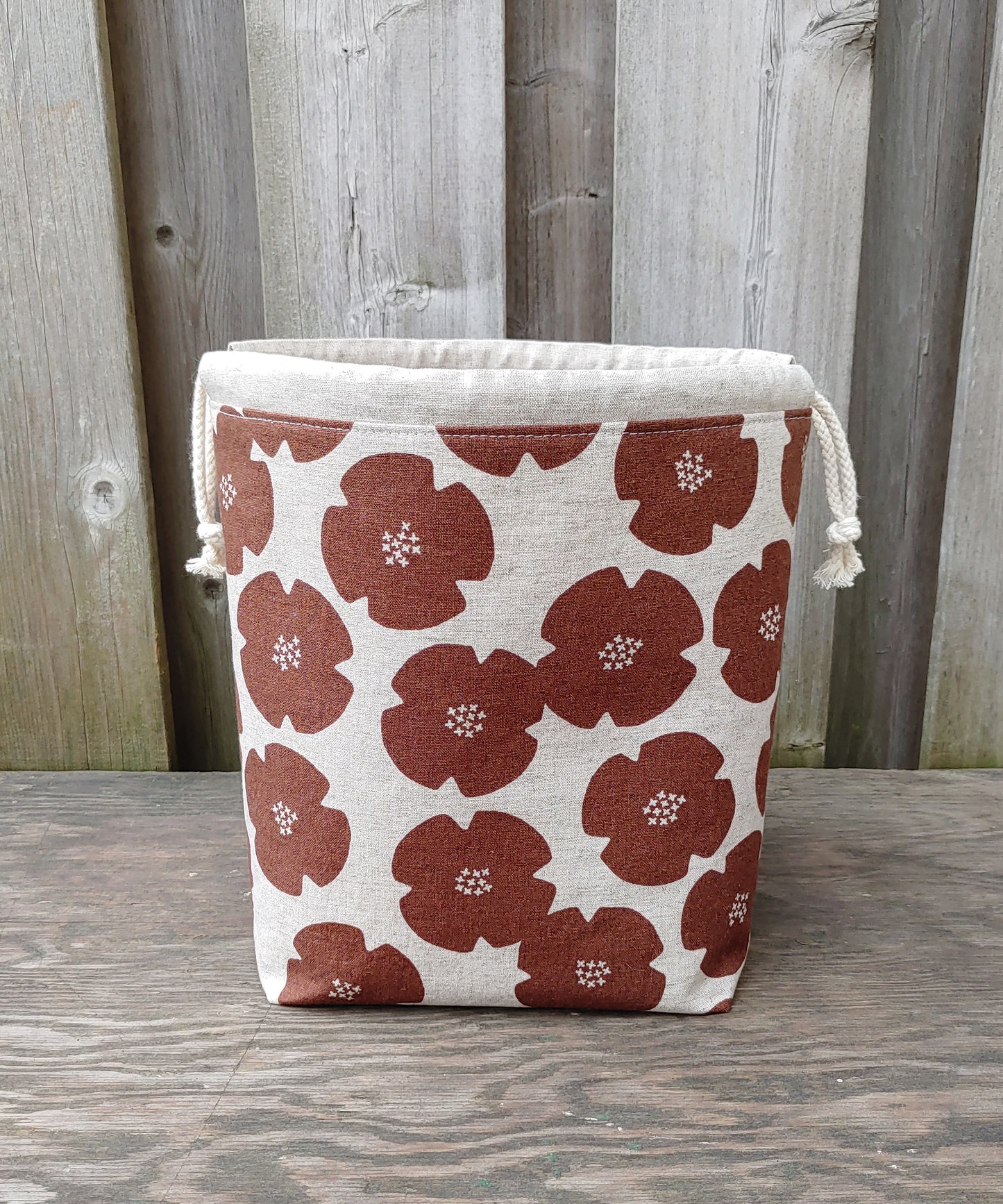Rust Flower Print Divided Shawl Size Bag