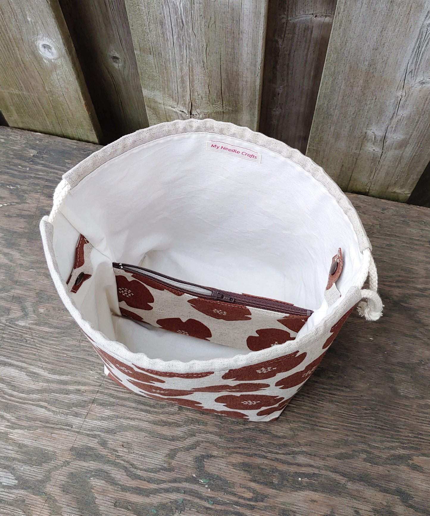 Rust Flower Print Divided Shawl Size Bag