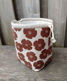 Rust Flower Print Divided Shawl Size Bag