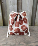 Rust Flower Print Divided Shawl Size Bag