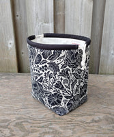 Black Floral Print Linen Divided Shawl Size Bag