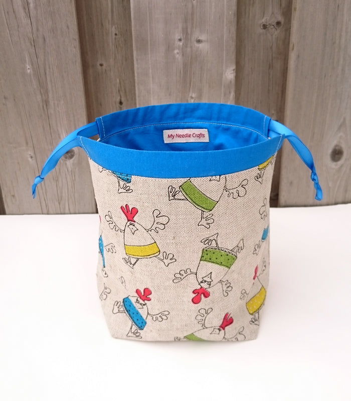 Chicken Print Divided Sock Size Knitting Bag