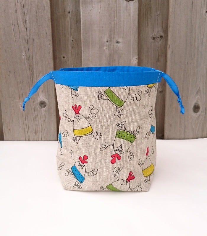 Chicken Print Divided Sock Size Knitting Bag