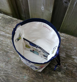 Funny Fish Print Divided Sock Size Knitting Bag