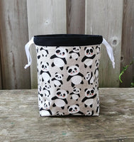 Panda Print Divided Sock Size Knitting Bag