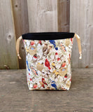Northern Birds Print Divided Sock Size Knitting Bag
