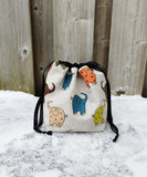 Cutie Elephant Print Divided Sock Size Knitting Bag