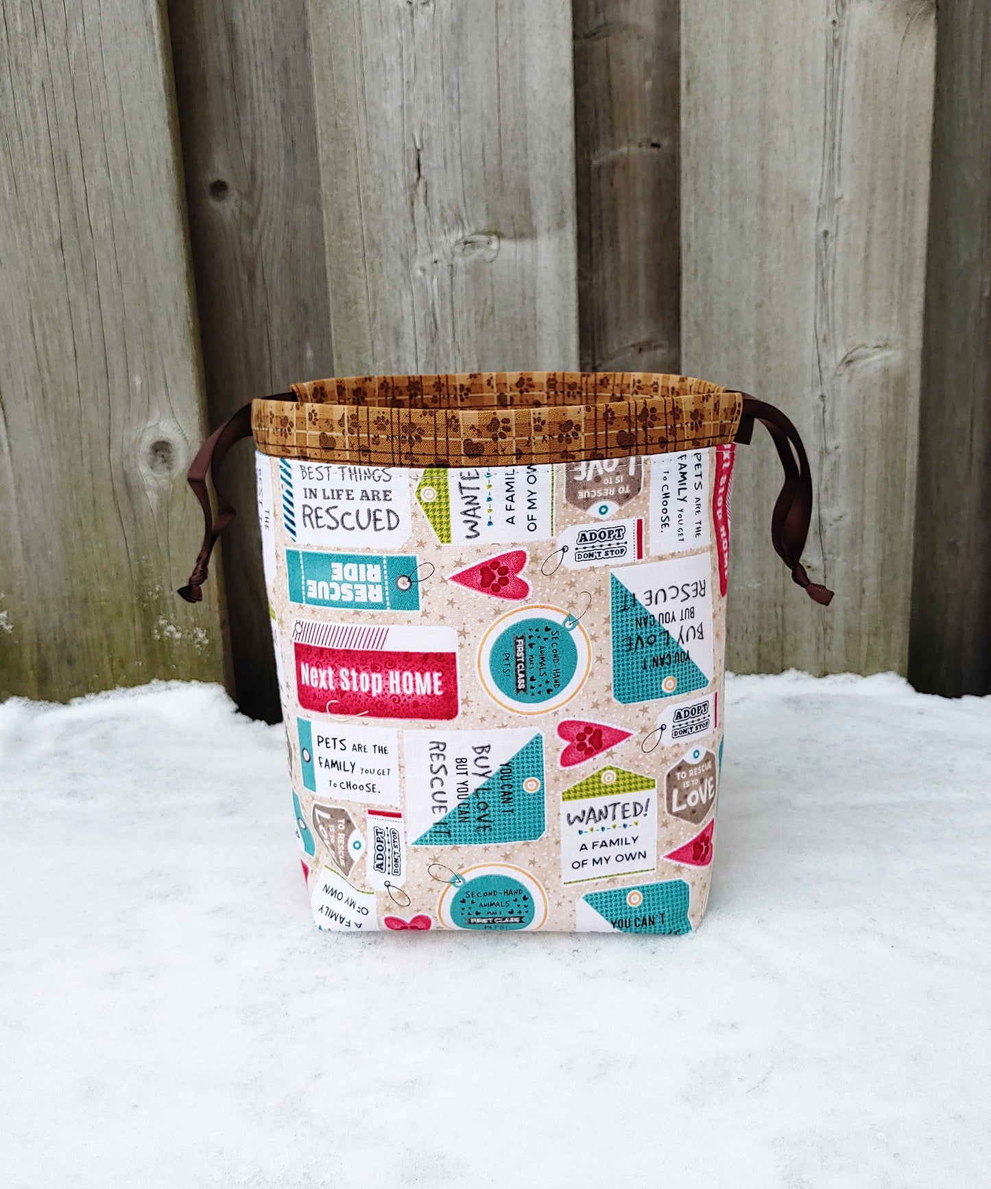 Rescue Pet Print Divided Sock Size Knitting Bag