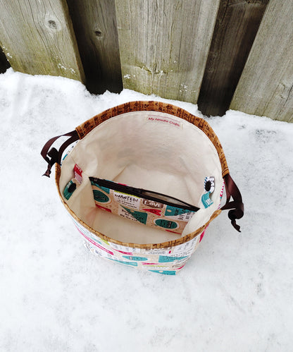 Rescue Pet Print Divided Sock Size Knitting Bag