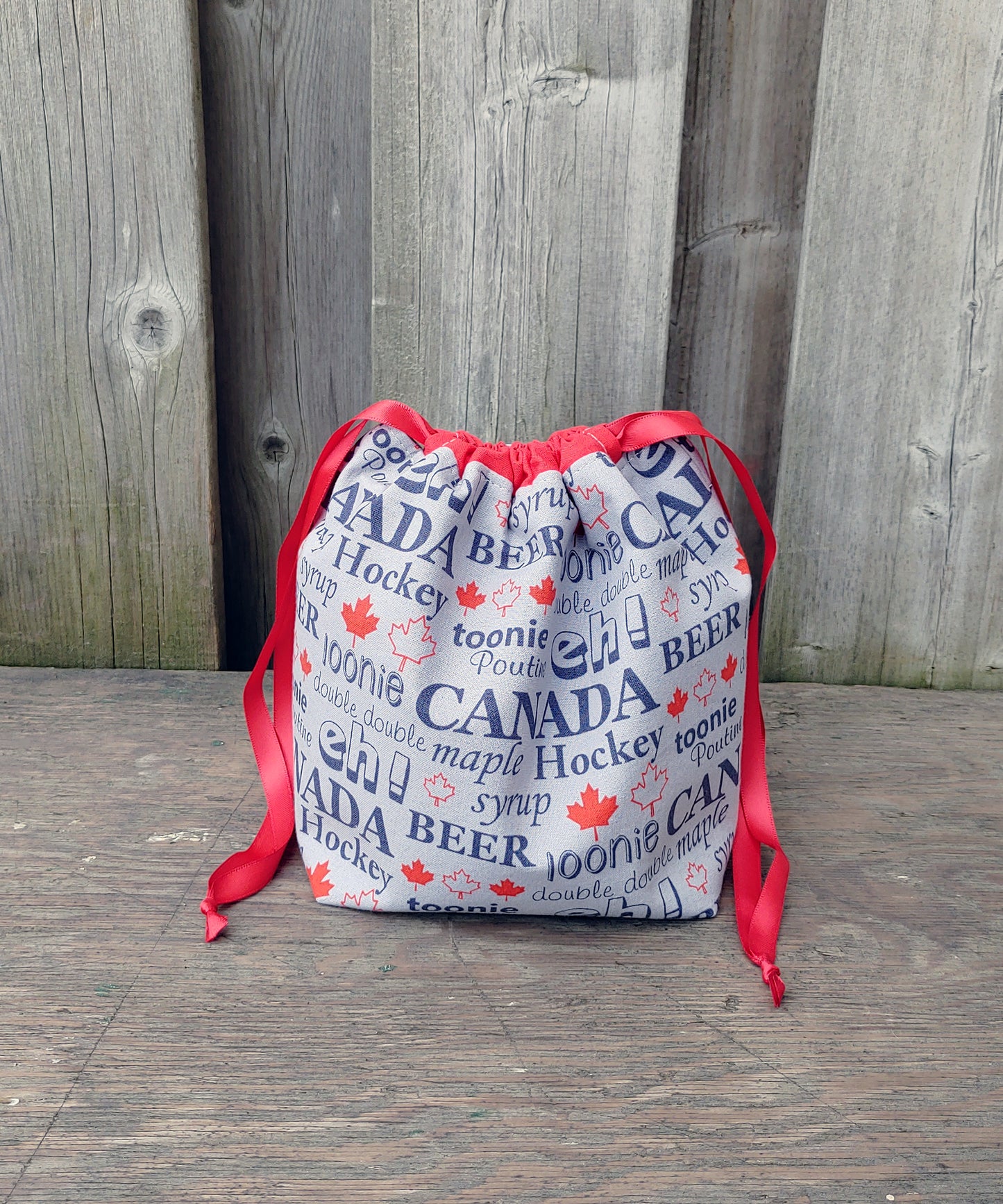 Canada Print Divided Sock Size Knitting Bag