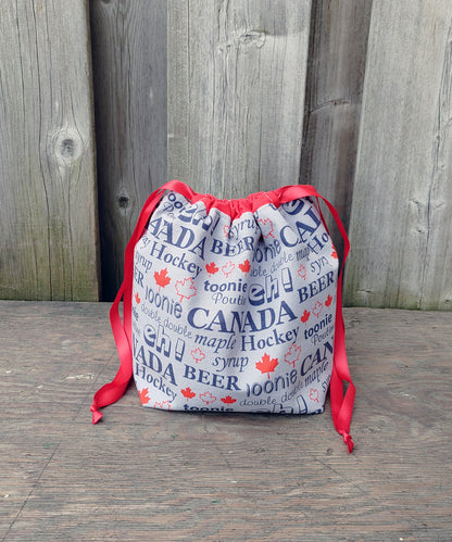 Canada Print Divided Sock Size Knitting Bag