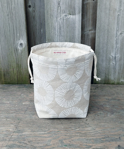 White Circles Print Divided Sock Size Knitting Bag