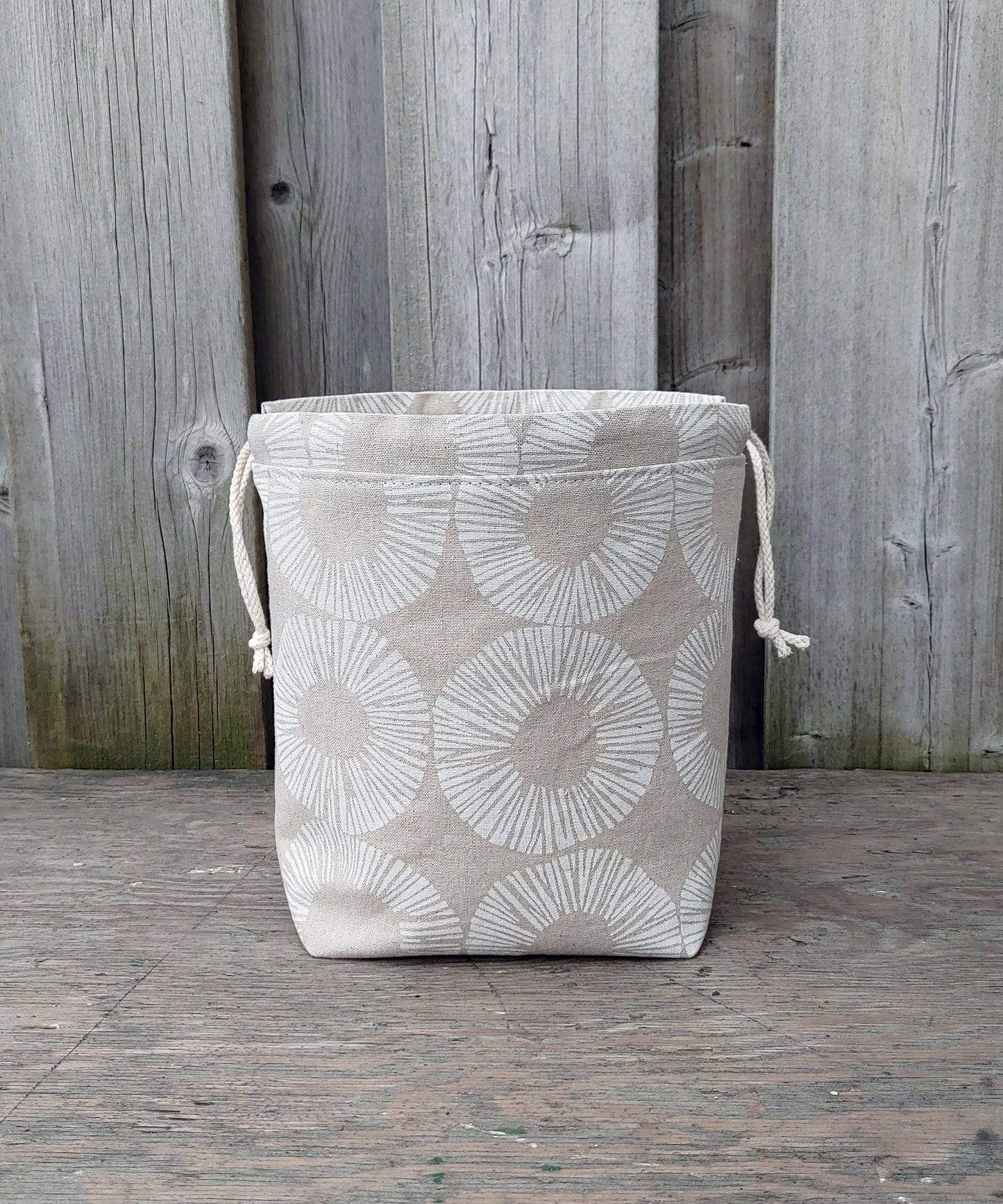 White Circles Print Divided Sock Size Knitting Bag