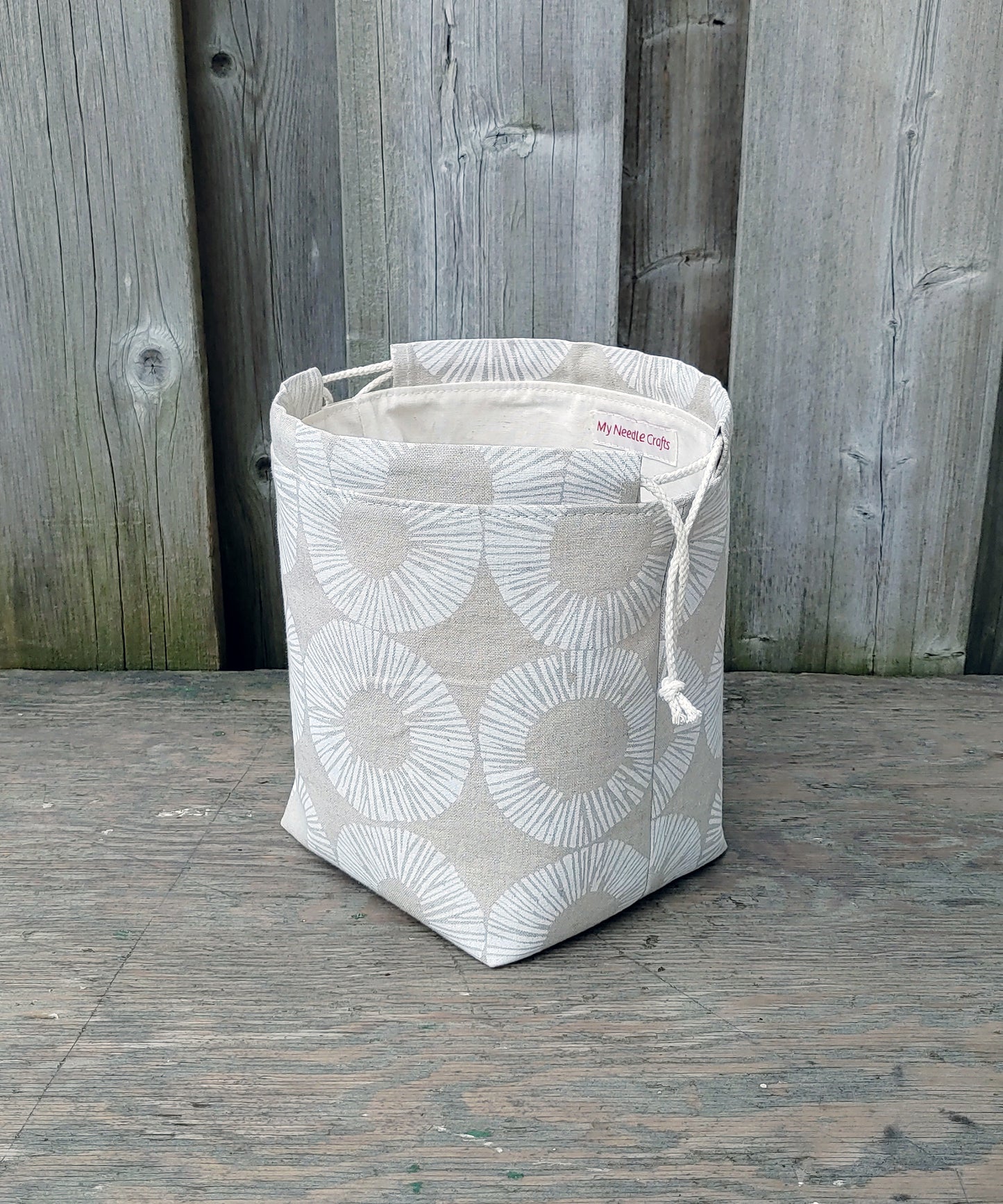 White Circles Print Divided Sock Size Knitting Bag