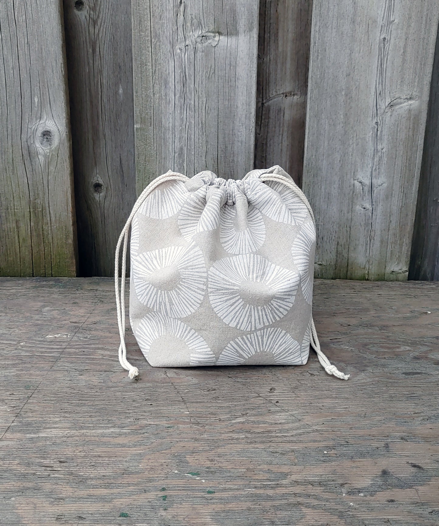 White Circles Print Divided Sock Size Knitting Bag