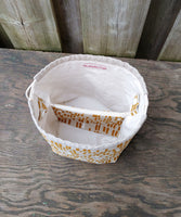 Mustard Dashes Print Divided Sock Size Knitting Bag
